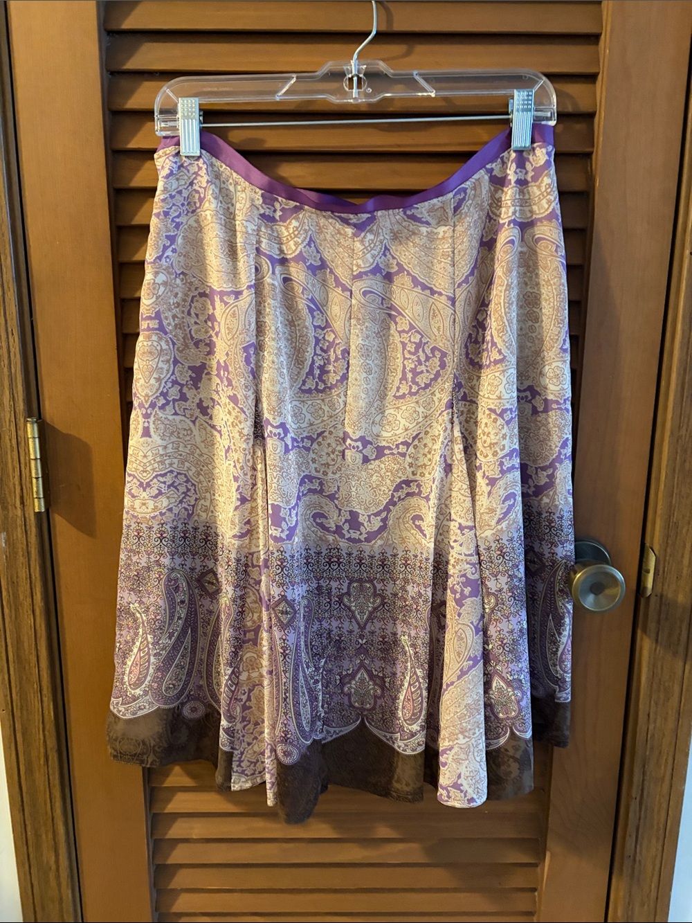 Worthington Purple and Cream Paisley A-Line Skirt
